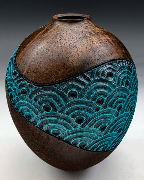 Blue Waves In Walnut